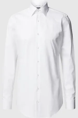HUGO BOSS Koszula biznesowa o kroju slim fit z popeliny z bardzo długim rękawem
