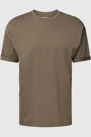 Drykorn T-shirt z prążkowanym, okrągłym dekoltem model ‘THILO’