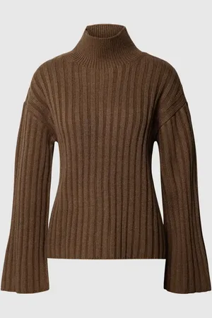 Opus Sweter z dzianiny z rozszerzanymi rękawami model ‘Pory’