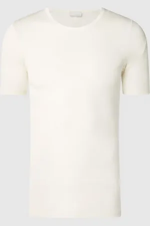Hanro T-shirt z mieszanki wełny merino i jedwabiu