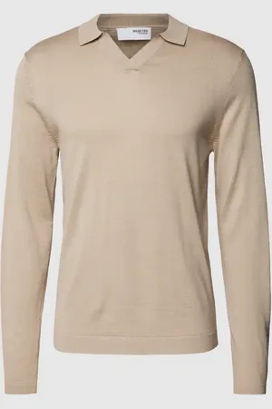 SELECTED Sweter z kołnierzykiem polo w jednolitym kolorze