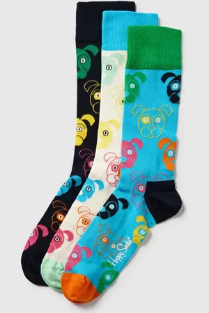 Happy Socks Skarpety z detalem z logo w zestawie 3 szt. model ‘Mixed Dog Socks’