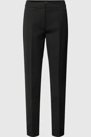 Comma, Spodnie materiałowe o kroju slim fit z mieszanki wiskozy z aplikacją z logo