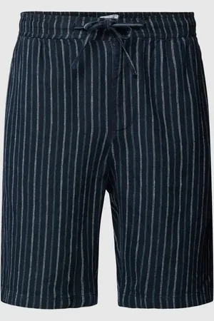 Knowledge Cotton Apparal Bermudy z lnu ze wzorem w paski