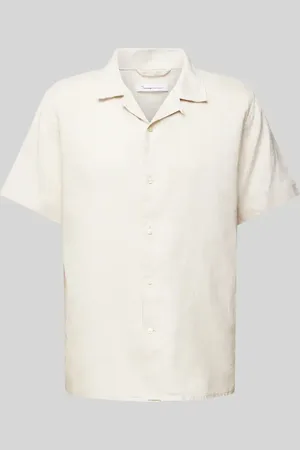 Knowledge Cotton Apparal Koszula casualowa o pudełkowym kroju z kołnierzem z połami