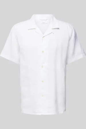 Knowledge Cotton Apparal Koszula casualowa o pudełkowym kroju z kołnierzem z połami