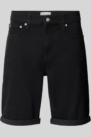 Calvin Klein Szorty jeansowe o kroju slim fit z detalem z logo