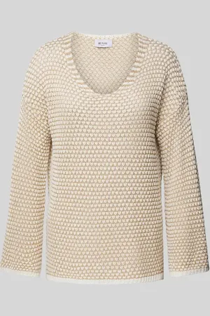 Be Pure Sweter z dzianiny z dodatkiem wiskozy i fakturowanym wzorem