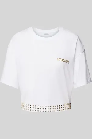 Patrizia Pepe T-shirt krótki z nadrukiem z logo i nitami