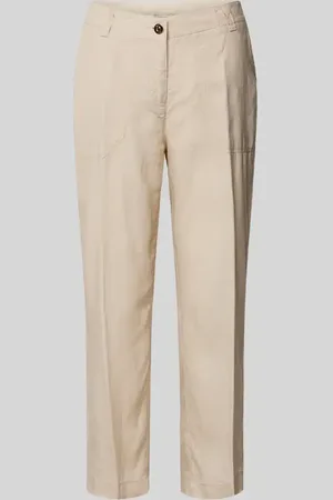 Mac Spodnie lniane o skróconym kroju regular fit model ‘Nora’