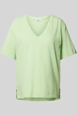 ESPRIT T-shirt w jednolitym kolorze z dekoltem w serek