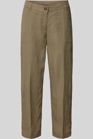 Mac Spodnie lniane o skróconym kroju regular fit model ‘Nora’