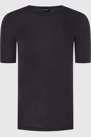 Hanro T-shirt z mieszanki wełny merino i jedwabiu
