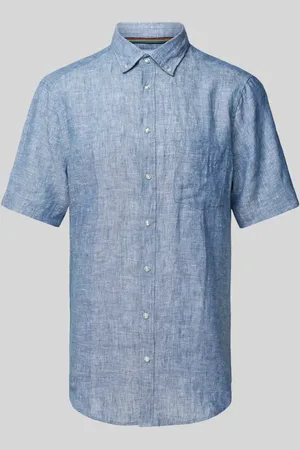 Christian Berg Koszula lniana o kroju regular fit z kołnierzykiem typu button down