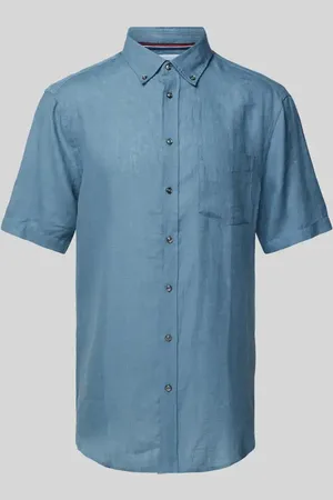 Christian Berg Koszula lniana o kroju regular fit z kołnierzykiem typu button down