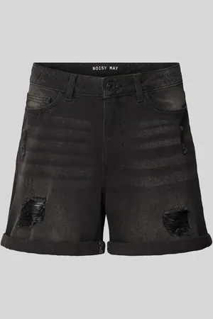 Noisy May Szorty jeansowe o kroju regular fit z przetarciami model ‘SMILEY’