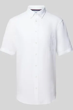 Christian Berg Koszula lniana o kroju regular fit z kołnierzykiem typu button down