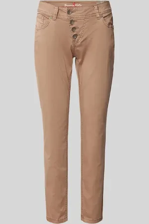 Buena Vista Spodnie o kroju slim fit z asymetryczną listwą guzikową model ‘Malibu’