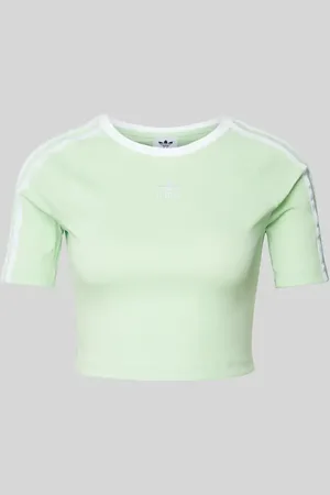 adidas T-shirt krótki z paskami w kontrastowym kolorze