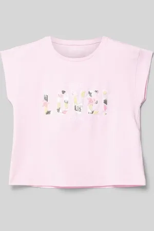 Guess T-shirt z wyhaftowanym napisem i cekinami
