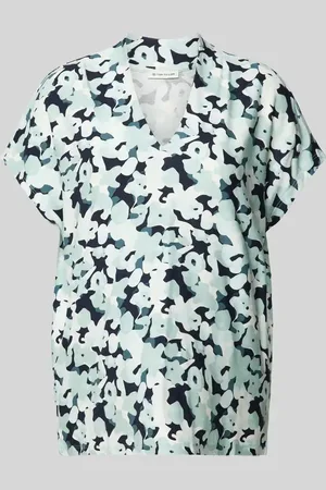 TOM TAILOR T-shirt ze wzorem na całej powierzchni i dekoltem w serek