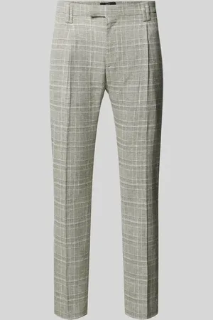 Cinque Spodnie o kroju slim fit z zakładkami w pasie i wzorem w kratę glencheck model ‘SAND’
