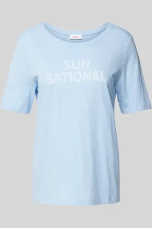 QS by s.Oliver T-shirt z nadrukiem ze sloganem