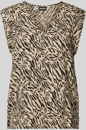 Pieces® Bluzka z wiskozy z dekoltem w serek model ‘NYA’