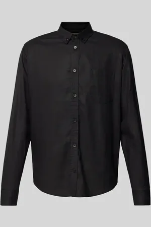 Thinking Mu Koszula casualowa o kroju regular fit z kieszenią na piersi model ‘BLACK HEMP ANT’