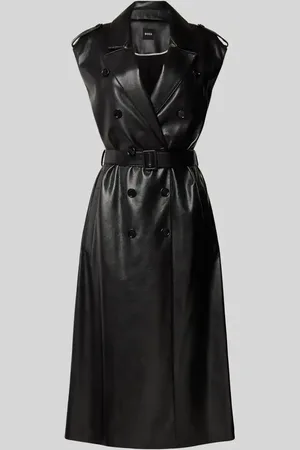 HUGO BOSS Sukienka midi z imitacji skóry model ‘Dujeta’