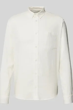 Thinking Mu Koszula casualowa o kroju regular fit z kieszenią na piersi model ‘WHITE HEMP ANT’