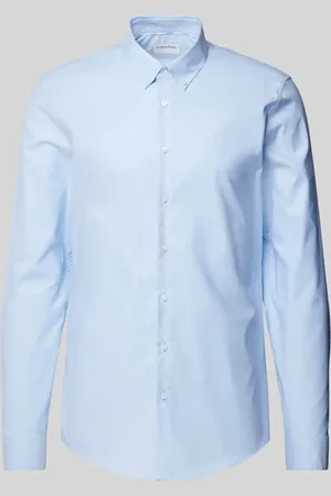 Calvin Klein Koszula biznesowa o kroju slim fit z listwą guzikową model ‘Santena’