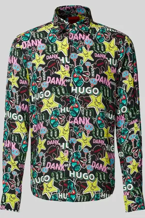 HUGO BOSS Koszula casualowa z wiskozy z nadrukiem z motywem na całej powierzchni model ‘Ermo’