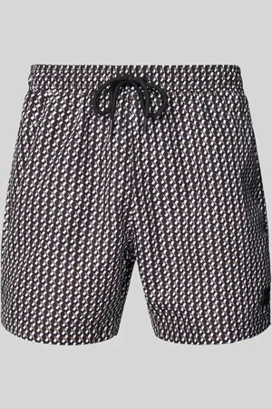 HUGO BOSS Spodenki kąpielowe o kroju regular fit z naszywką logo model ‘Vibe’