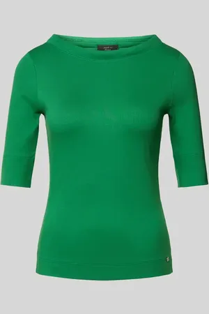 Marc Cain T-shirt z prążkowanym dekoltem w łódkę