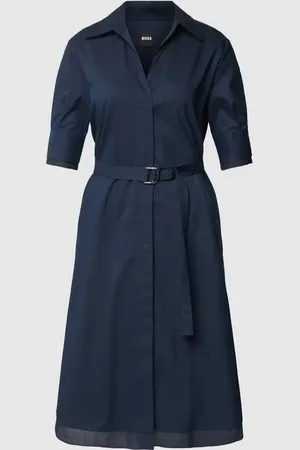 HUGO BOSS Sukienka midi z paskiem w talii model ‘Dacketa’