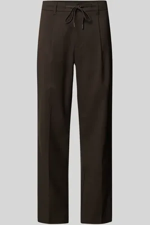 SELECTED Spodnie materiałowe o kroju tapered fit z zakładkami w pasie model ‘LEROY’
