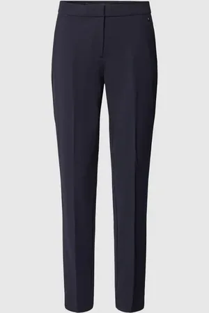 Comma, Spodnie materiałowe o kroju slim fit z mieszanki wiskozy z aplikacją z logo