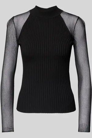 HUGO BOSS Bluzka z dzianiny z półprzezroczystymi rękawami model ‘Stassi’