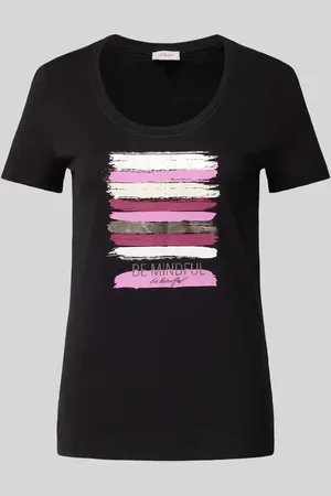 QS by s.Oliver T-shirt z nadrukiem ze sloganem