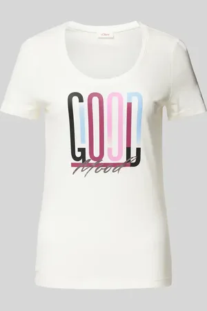 QS by s.Oliver T-shirt z nadrukiem ze sloganem