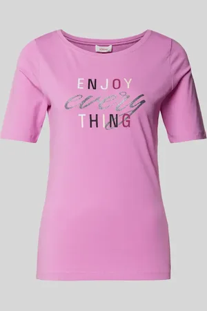 QS by s.Oliver T-shirt z nadrukiem z napisem model ‘Enjoy’