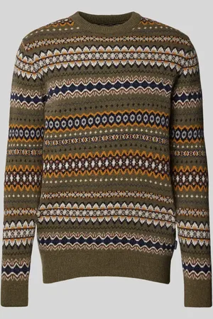 Barbour Sweter z dzianiny z okrągłym dekoltem model ‘Case Fairisle’