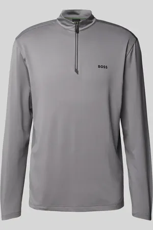 HUGO BOSS Bluzka z długim rękawem i kołnierzem model ‘Piraq’
