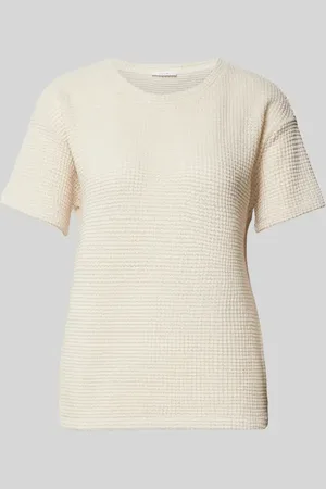 Opus T-shirt z prążkowanym, okrągłym dekoltem model ‘Gizapi’