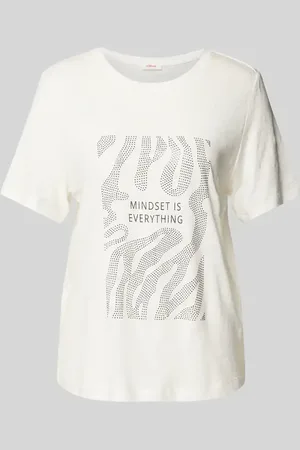 QS by s.Oliver T-shirt z prążkowanym okrągłym dekoltem