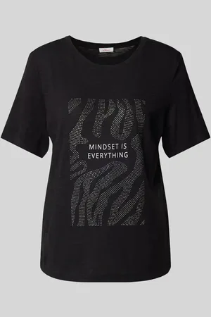 QS by s.Oliver T-shirt z prążkowanym okrągłym dekoltem