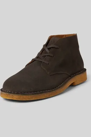 SELECTED Buty skórzane sznurowane z ozdobnymi szwami model ‘RIGA’