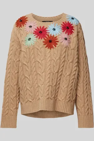 Max Mara Sweter z dzianiny z wełny z kwiatowymi aplikacjami