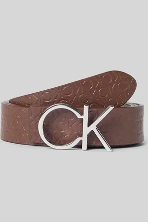 Calvin Klein Pasek ze skóry bawolej z aplikacją z logo